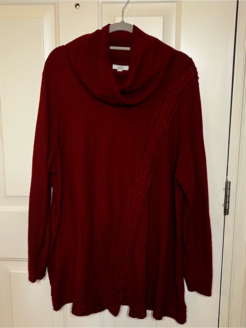 Croft & Barrow 3X Red Cowl Neck Cable Knit Tunic Sweater